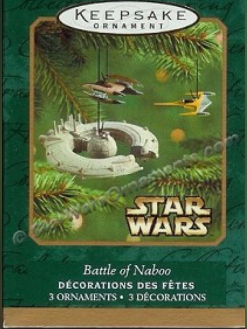 HALLMARK 2001 STAR WARS BATTLE OF NABOO MINIATURE ORNAMENT SET x3 Starfighter